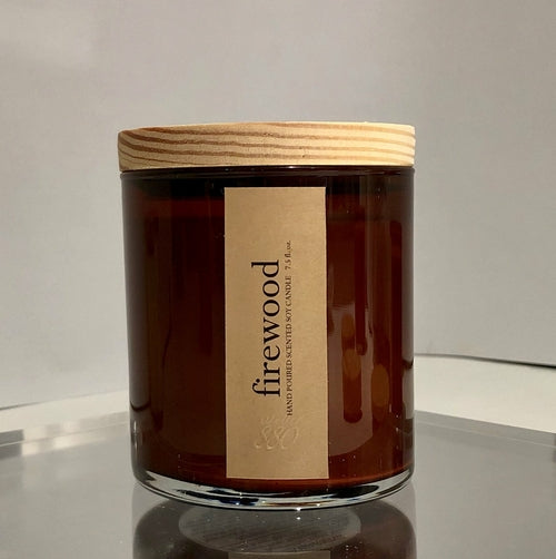firewood scented luxury soy candle